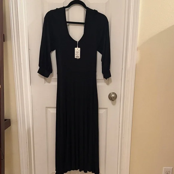 NWT Marine Layer Elegant Black Long Sleeve Dress - Picture 3 of 13